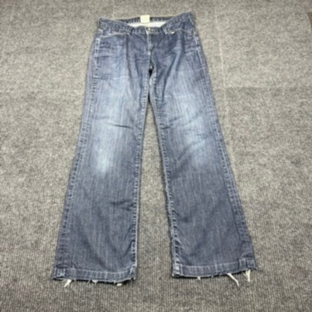 Banana Republic Premium Denim Bootcut Jeans Blue Size 8 Stretch Frayed Hem